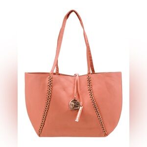 BADGLEY MISCHKA women’s DECORATIVE CHAIN TOTE CORAL